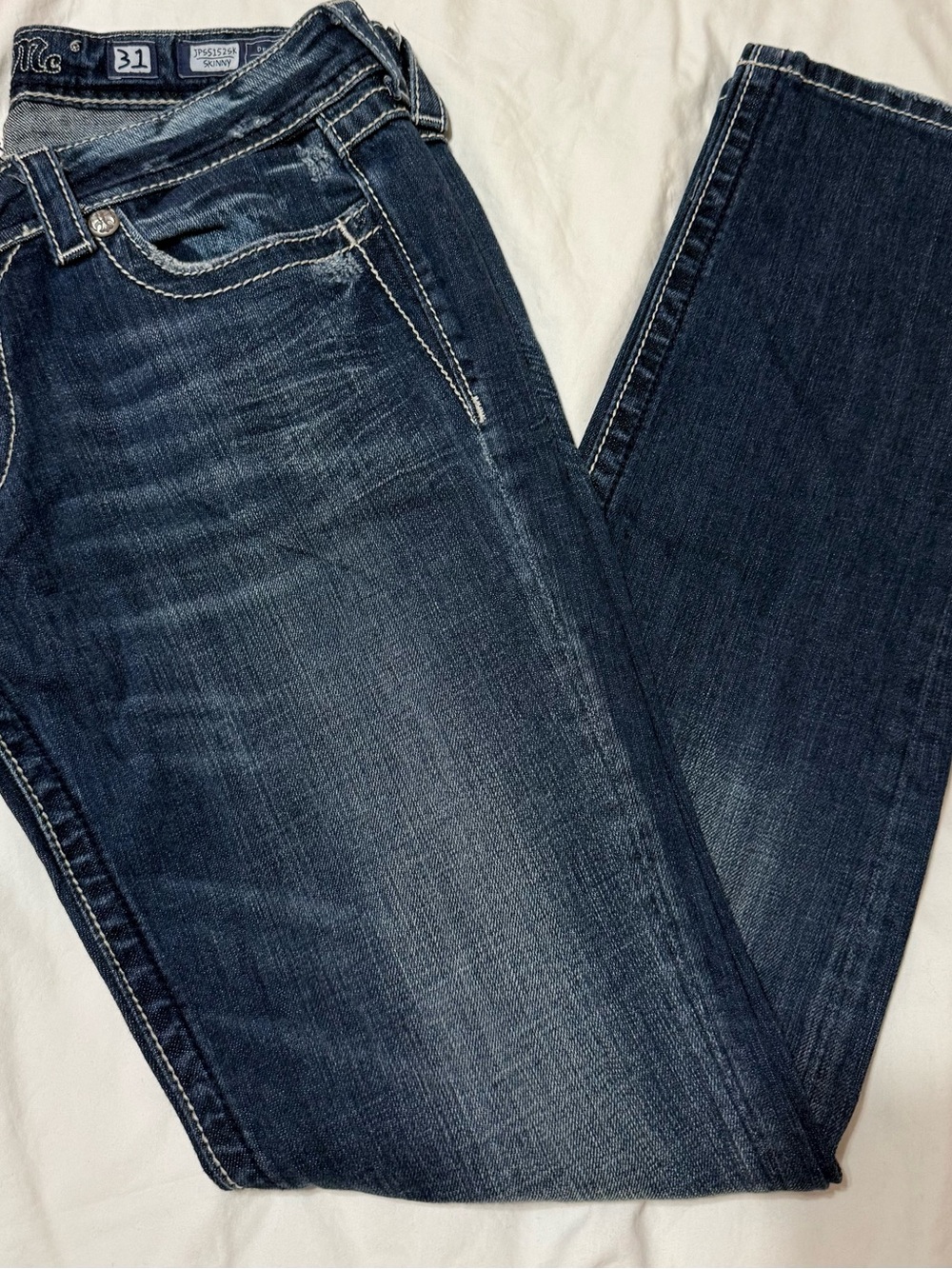 Miss Me Dark Indigo Women's Skinny Rhinestone Jeans - Size 31